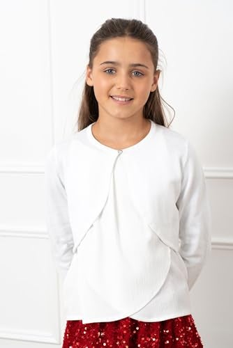 BOLEROSE Girls Long Sleeve Sparkle Cardigan Childrens Kids Bolero Shrug (White - Holographic Sparkle, 13-14 YRS) - Image 5