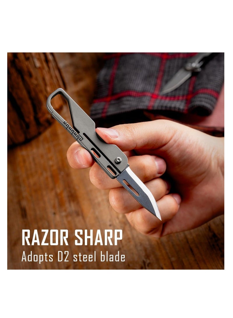 Captaintech Titanium Folding Knife - Lightweight Pocket Utility Knife with Carabiner for Everyday Carry - Image 3