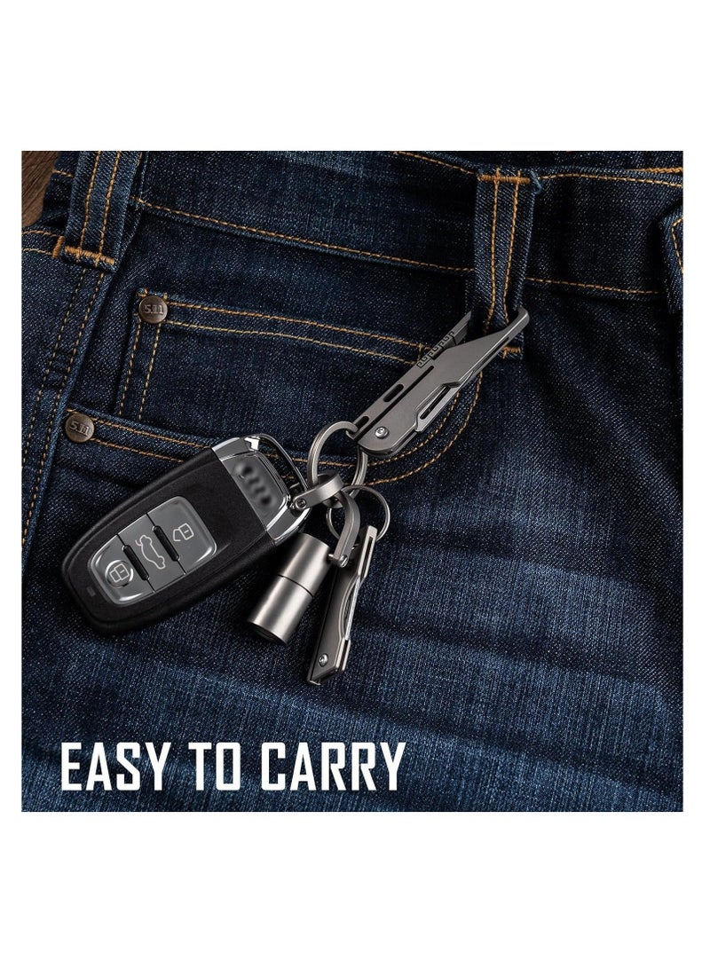 Captaintech Titanium Folding Knife - Lightweight Pocket Utility Knife with Carabiner for Everyday Carry - Image 4