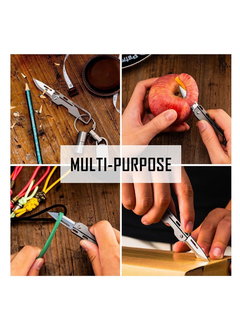 Captaintech Titanium Folding Knife - Lightweight Pocket Utility Knife with Carabiner for Everyday Carry - Image 5