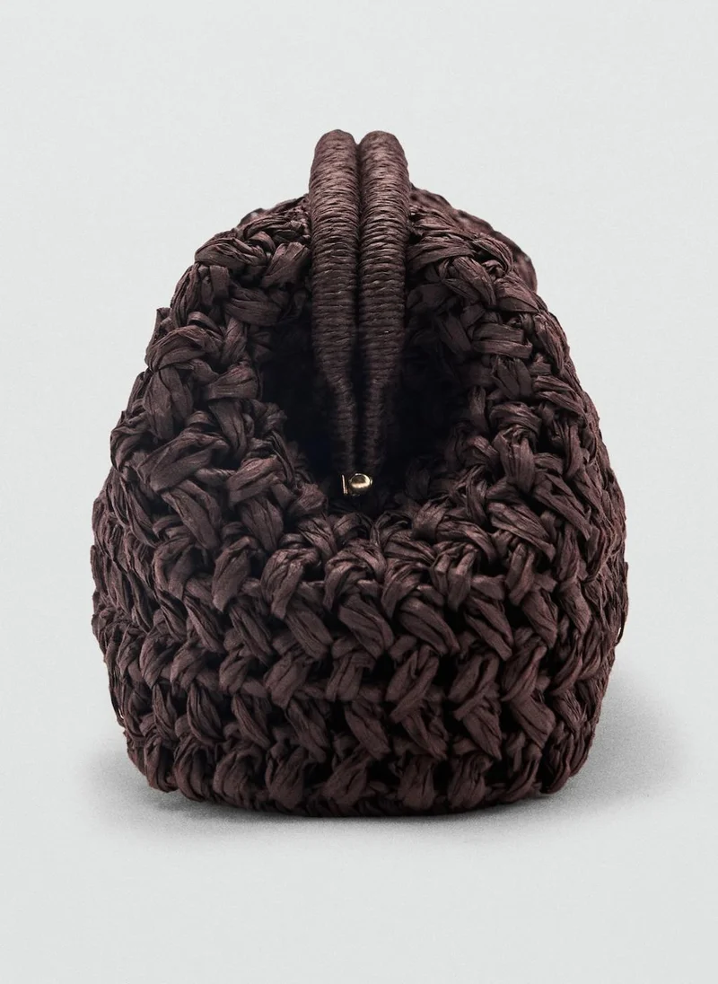 MANGO Natural Fiber Clutch Bag