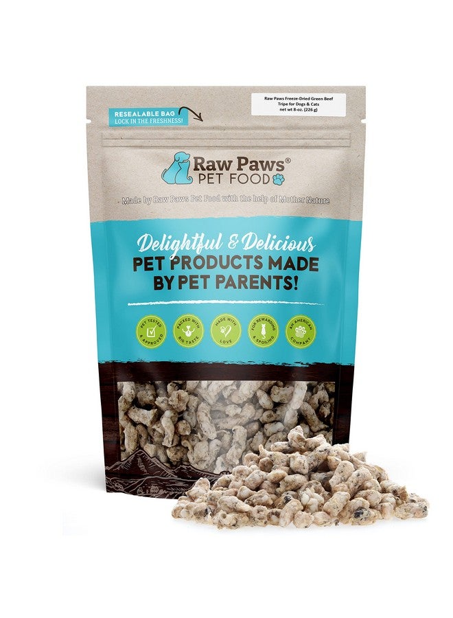 Raw Paws FreezeDried Green Beef Tripe For Dogs & Cats, 8Oz  Made In Usa  Raw Freeze Dried Dog Treats  FreeRange Cows  Grain & Wheat Free Beef Green Tripe Cat Treats  Raw Tripe Treats For Dogs - Image 1