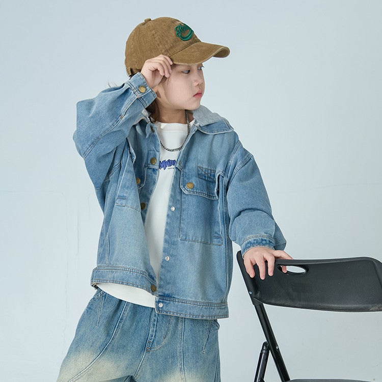 Boys' Hooded Denim Coat Arrival Zhongda Children'S Spring Wear Boys' Spring Fashionable Top - Image 3