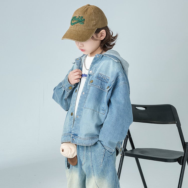 Boys' Hooded Denim Coat Arrival Zhongda Children'S Spring Wear Boys' Spring Fashionable Top - Image 2