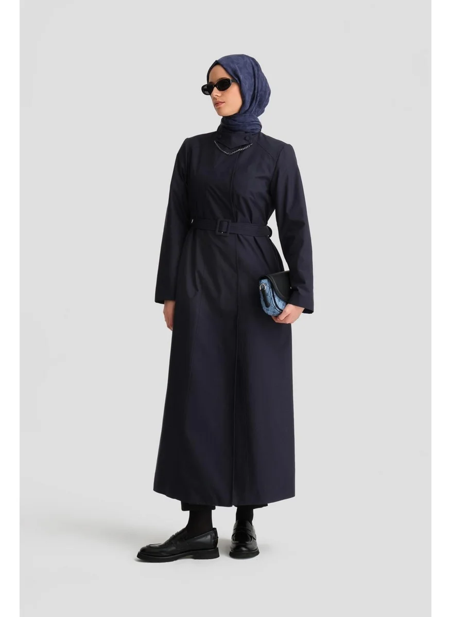 ARMINE Removable Chain Collar Waterproof Coat 24K8008 Navy Blue
