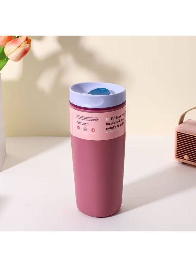 كوب حراري معزول بغطاء محكم الإغلاق، مناسب للمشروبات الساخنة والباردة. تصميم عصري. 590 مل - Image 1