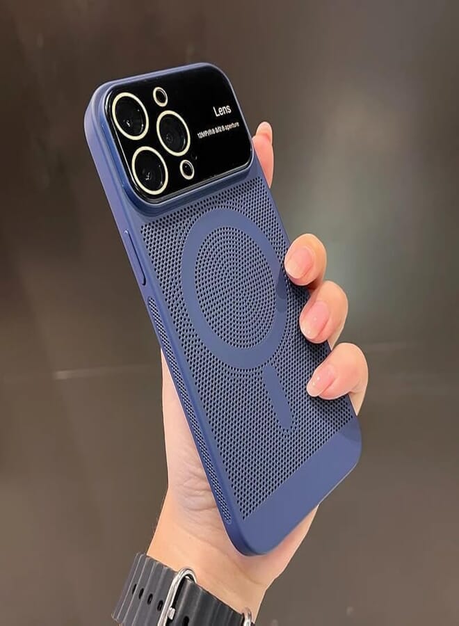 Next Next Store Compatible with iPhone 11 Pro Max Premium Mesh Heat Dissipation Protective Case Breathable Mesh Wireless Charging Shockproof Hard PC Cover (Blue)
