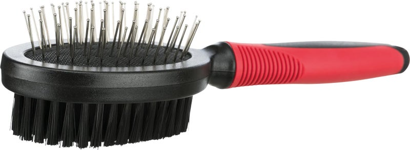 Trixie Dog Brush Double-Sided Pet Brush For Grooming And Massaging Dogs,Fur Detangling Pins And Coat Smoothing Slicker Plastic/Nylon And Metall Bristles ((5X21cm)) - Image 1