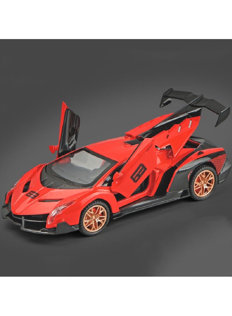 HALAMODO 1:32 Red Venom Hypercar Alloy Model Car , Force Control With Light & Sound Pull Back Toy Car, Opening Doors , Model Car for Kids Boy Girl Gift , 15.5 cm*6.5 cm*3.7 cm - Image 1