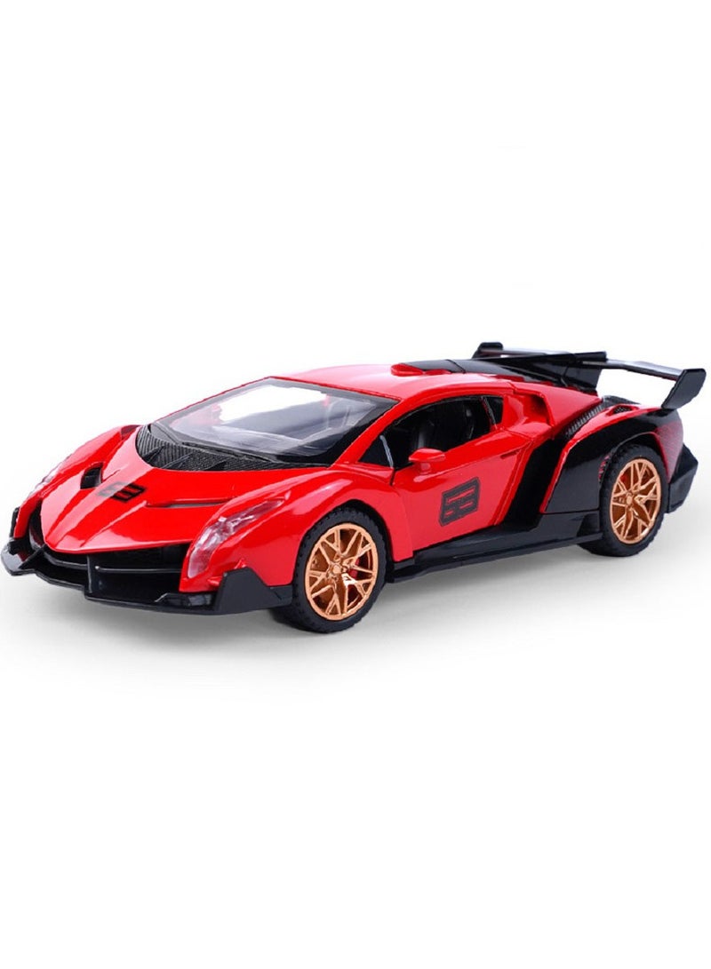 HALAMODO 1:32 Red Venom Hypercar Alloy Model Car , Force Control With Light & Sound Pull Back Toy Car, Opening Doors , Model Car for Kids Boy Girl Gift , 15.5 cm*6.5 cm*3.7 cm - Image 2
