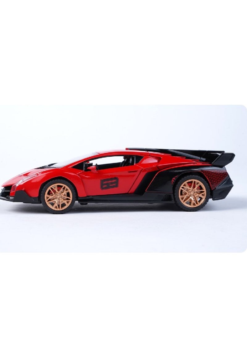 HALAMODO 1:32 Red Venom Hypercar Alloy Model Car , Force Control With Light & Sound Pull Back Toy Car, Opening Doors , Model Car for Kids Boy Girl Gift , 15.5 cm*6.5 cm*3.7 cm - Image 3