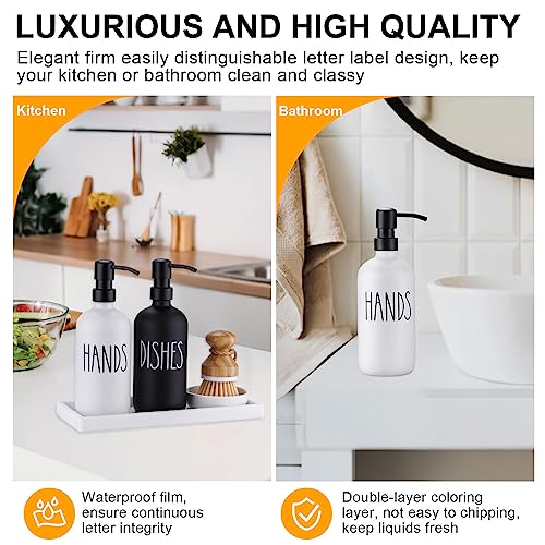 eggs sound Glass Soap Dispenser for Kitchen, Farmhouse Dish Soap Dispenser&Hand Soap Dispenser Set,Rustproof Pump Soap Lotion Dispenser Set with Tray and Dish Brush,Kitchen Decor(Black&White) - Image 4