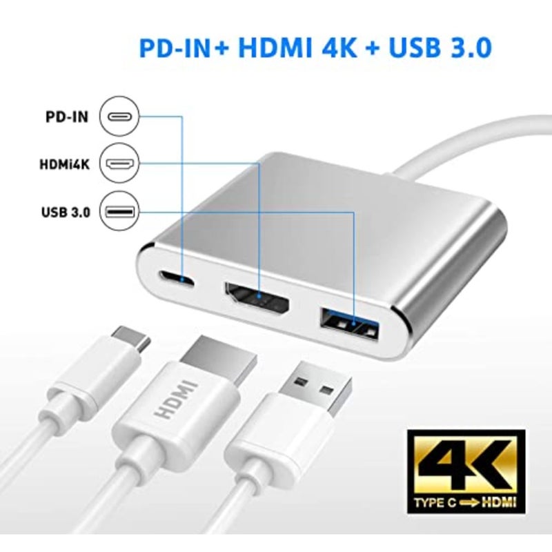 USB C to HDTV Adapter USB Type C Adapter Multiport AV Converter with 4K HDTV Output C Port and 3.0 Fasting Charging Port Compatible for MacBook Pro MacBook Air 2019/2018 iPad Pro 2019 - Image 4
