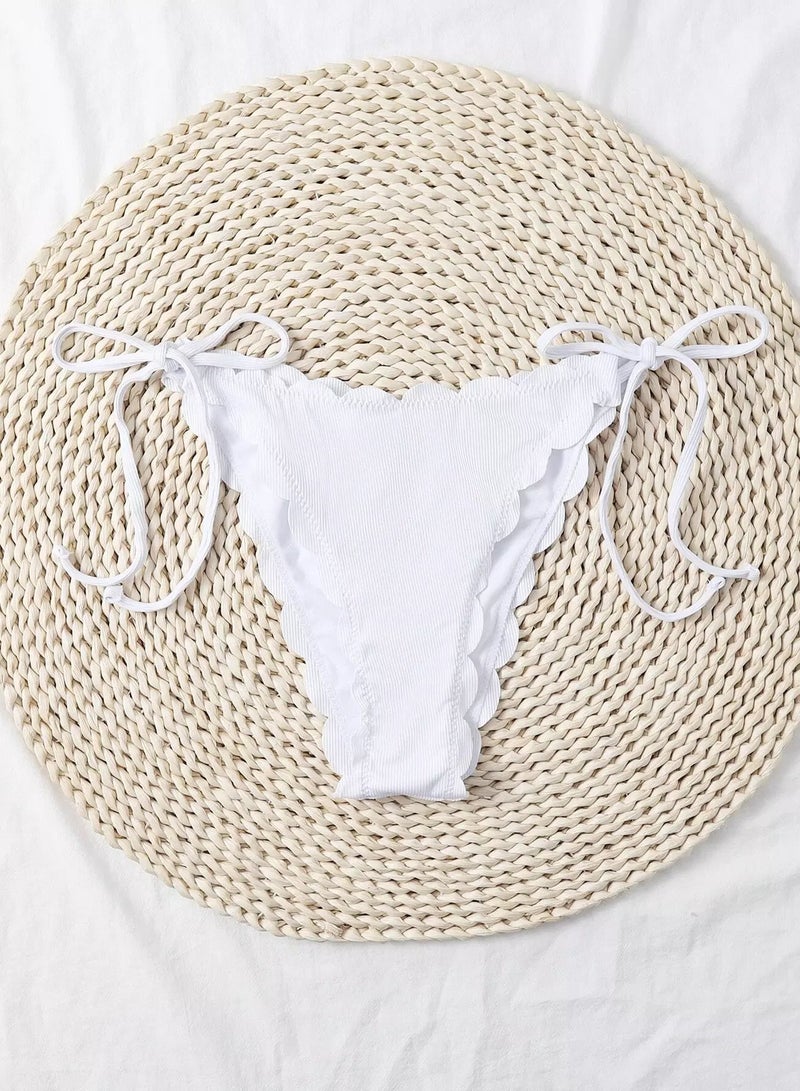 Generic Rib Scallop Trim Tie Side Bikini Panty - Image 4