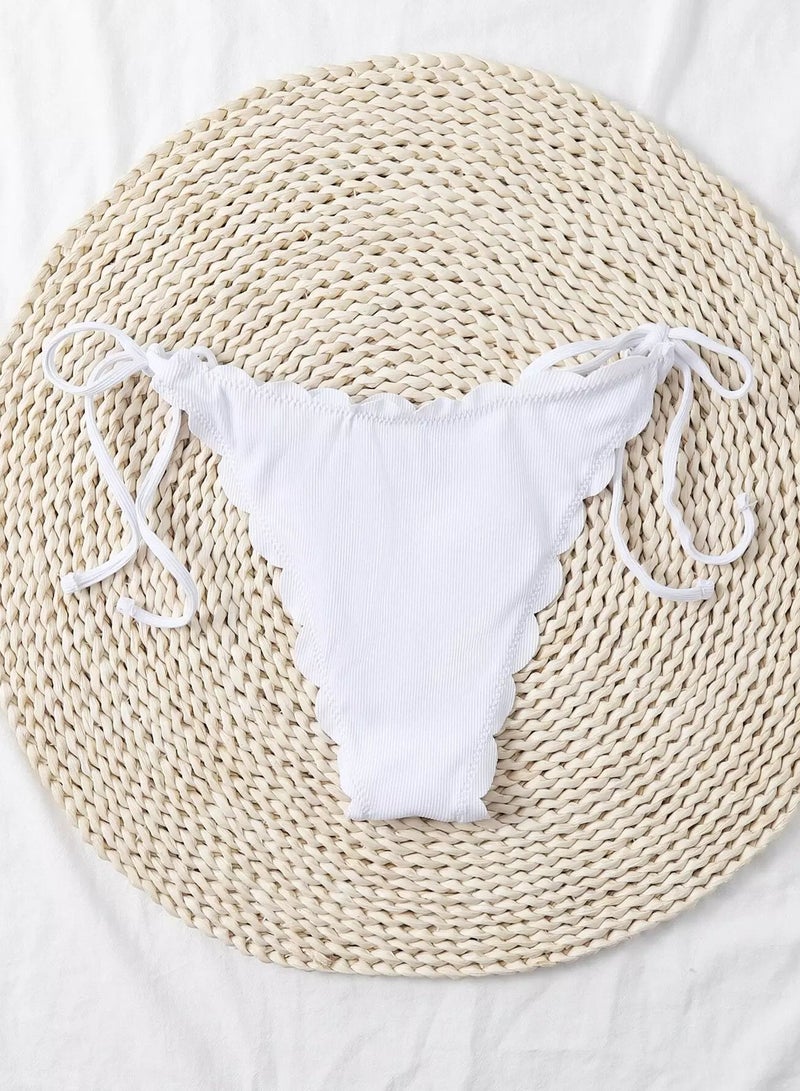 Generic Rib Scallop Trim Tie Side Bikini Panty - Image 2