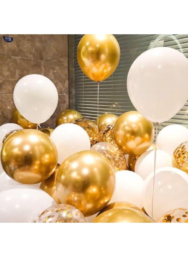 ThePartyPopper Merry Christmas Banner & Balloon Set – Gold Glitter Letter Banner with Gold, White & Confetti Balloons for Xmas Party Decorations - Image 3