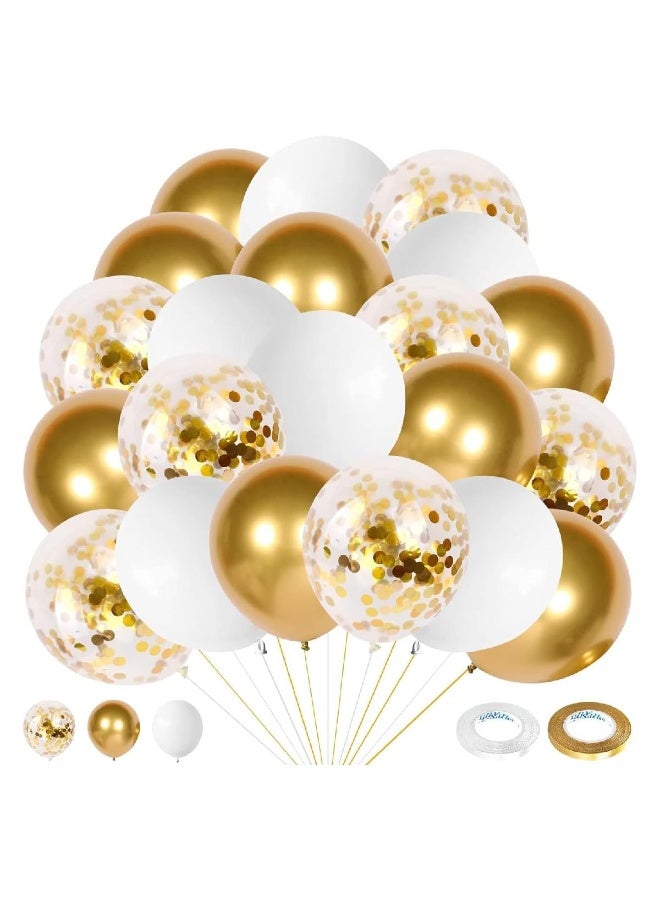 ThePartyPopper Merry Christmas Banner & Balloon Set – Gold Glitter Letter Banner with Gold, White & Confetti Balloons for Xmas Party Decorations - Image 2