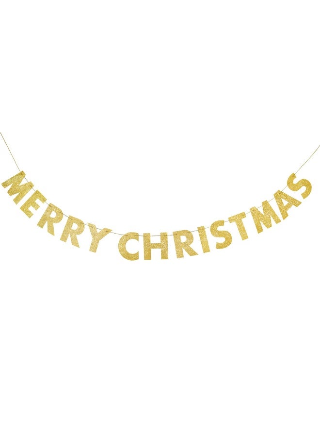 ThePartyPopper Merry Christmas Banner & Balloon Set – Gold Glitter Letter Banner with Gold, White & Confetti Balloons for Xmas Party Decorations - Image 4