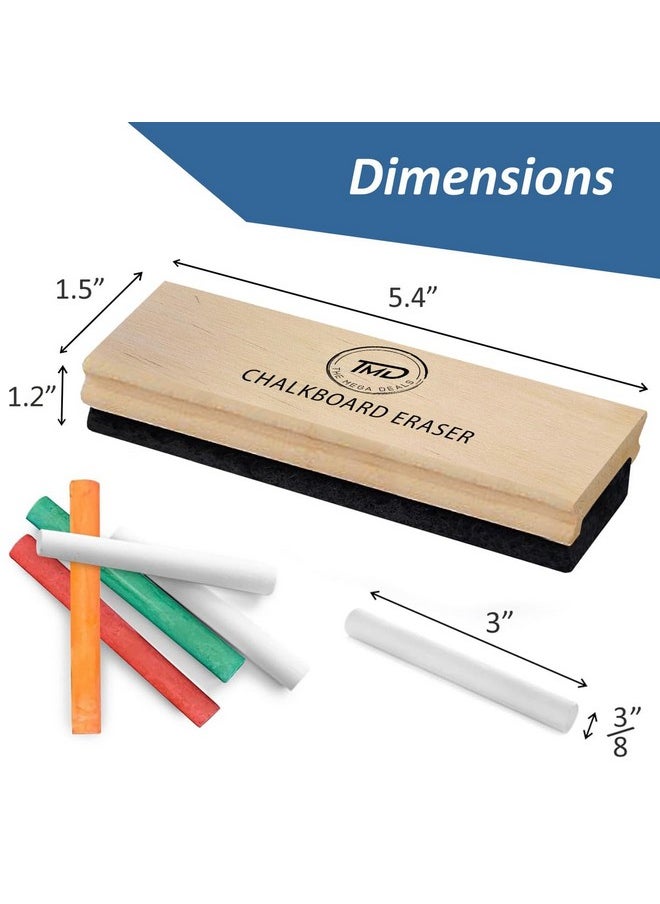 The Mega Deals Chalk 24 Pack Including 12 White Chalk 12 Colored Chalk With 1 Felt Chalkboard Eraser Thin Chalkboard Chalk Great For School Office And Home Use Dustless Chalk For Kids Bundle Pack  - Image 2