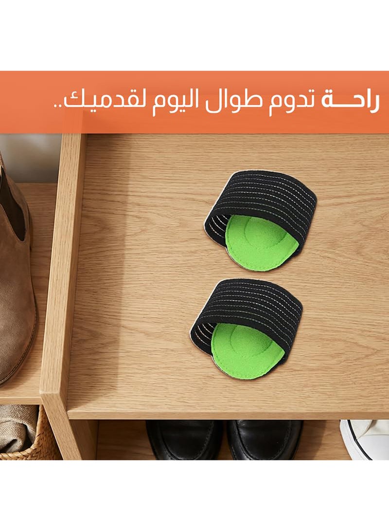 Tishta Arch Support Pads - Cushioned Foot Support for Improved Stability and Daily Comfort - Soft Support Design for Walking and Long Standing - (Medium)-Black-Green - Image 2