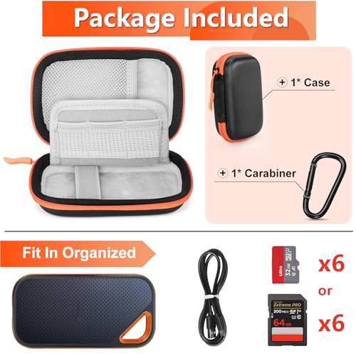 NIFUYOP Hard Case for SanDisk Extreme Pro/SanDisk Extreme Portable External SSD 500GB 1TB 2TB 4TB 8TB, Travel Case for External Solid State Drive USB Cable, Protective Cover Storage Bag Fit Memory Card SD - Image 3