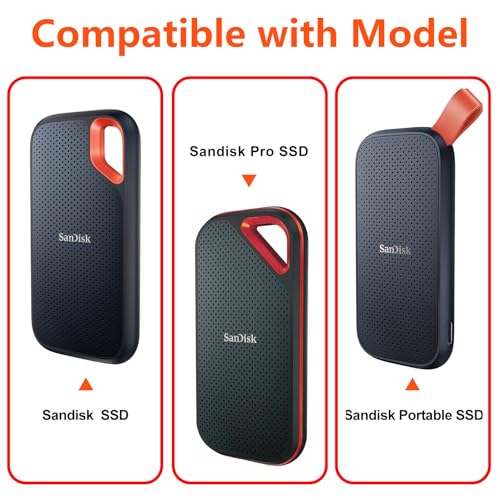 NIFUYOP Hard Case for SanDisk Extreme Pro/SanDisk Extreme Portable External SSD 500GB 1TB 2TB 4TB 8TB, Travel Case for External Solid State Drive USB Cable, Protective Cover Storage Bag Fit Memory Card SD - Image 2