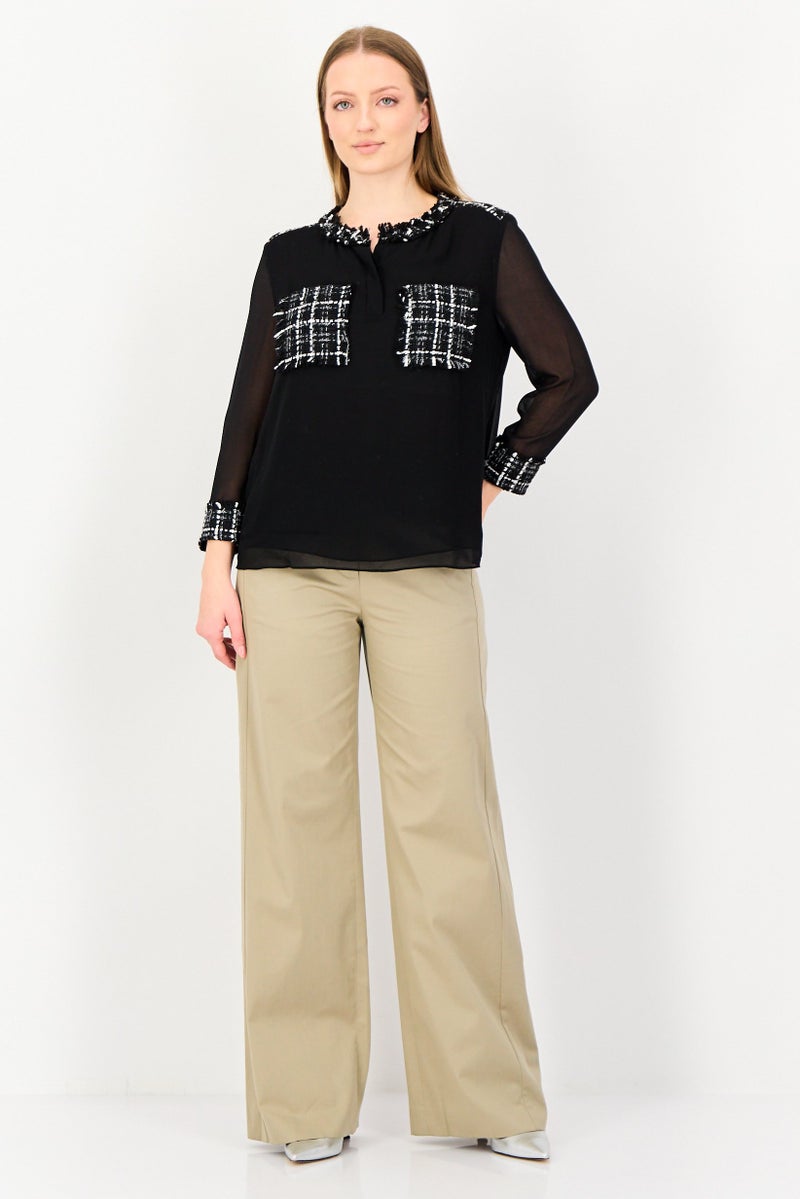 VERO MODA Women Crew Neck Long Sleeve Textured Blouse, Multicolor - Image 4