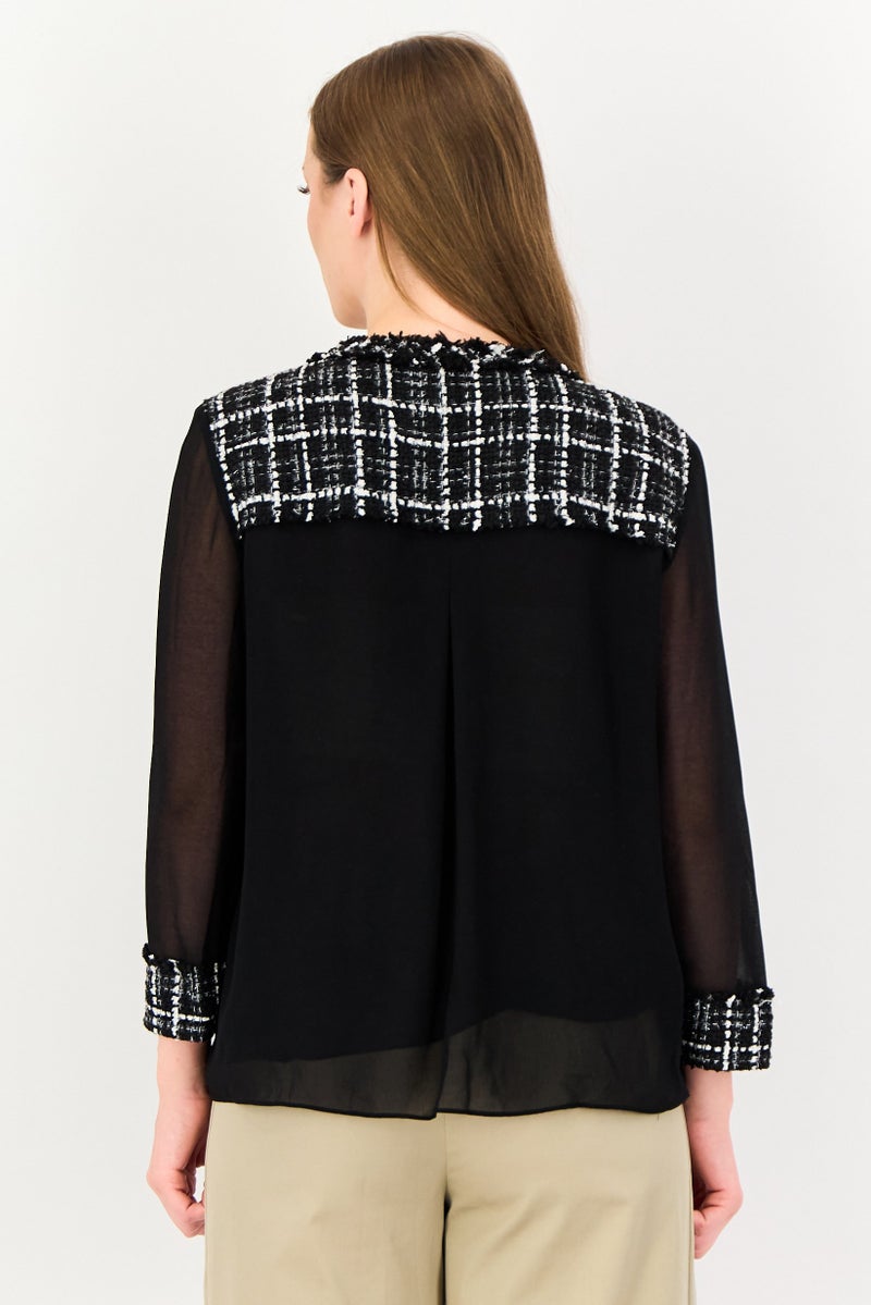 VERO MODA Women Crew Neck Long Sleeve Textured Blouse, Multicolor - Image 3