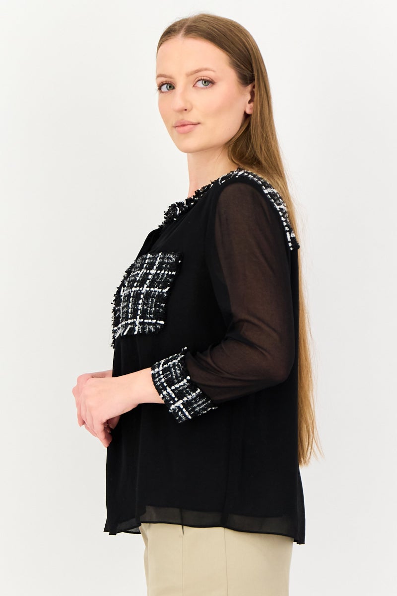 VERO MODA Women Crew Neck Long Sleeve Textured Blouse, Multicolor - Image 2