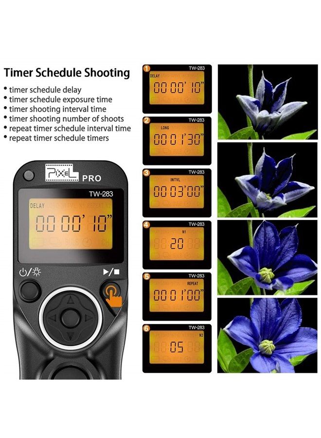 Pixel Wireless Remote Shutter Compatible for Nikon, Pixel TW-283 DC2 Wireless Shutter Release Remote Control Compatible for Nikon Z7 Z6 Df D90 D7500 D3300 D3100 D3200 D5000 D5500 D7200 D7000 D600 D750 - Image 3