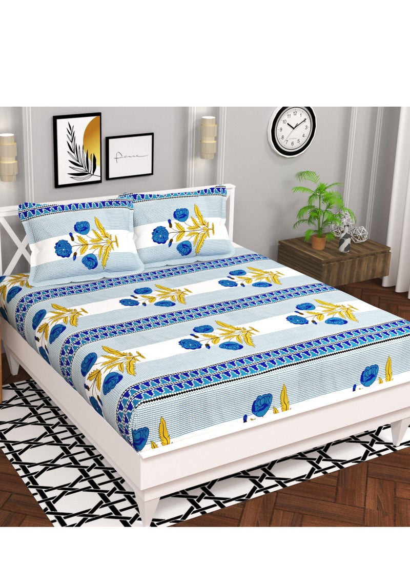 BSB BSB HOME® Glace Cotton 180 TC Big Flower Printed Single Bedsheets with 1 King Size Pillow Cover, (60X90 Inches, 4 X 6 Feet) 148*228 cms  - Image 4