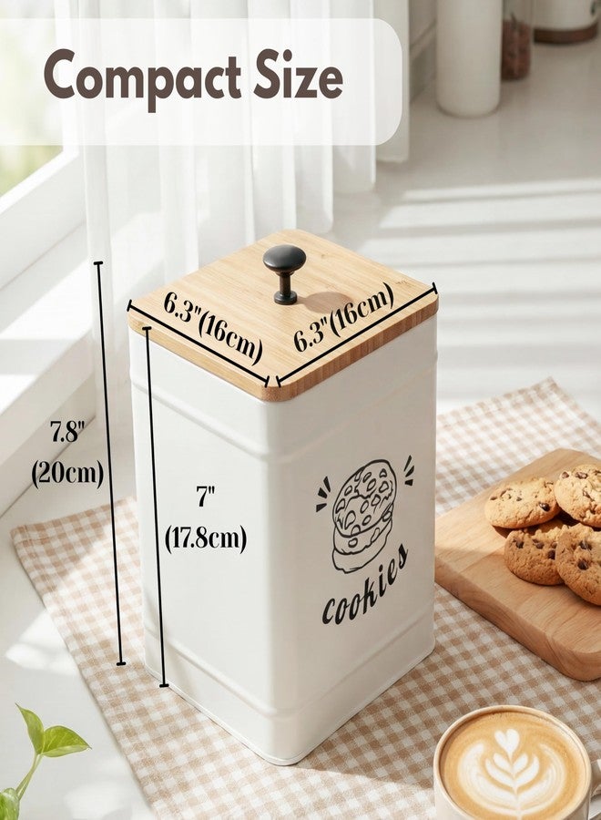 PERFNIQUE 3.5L Cookie Jar with Lid Airtight, Cookie Tin with Bamboo Lid, Cute Cookie Jars for Kitchen Counter Decorative, Food Storage Container for Candy, Cookies, Dessert, Farmhouse Home Decor - Image 2