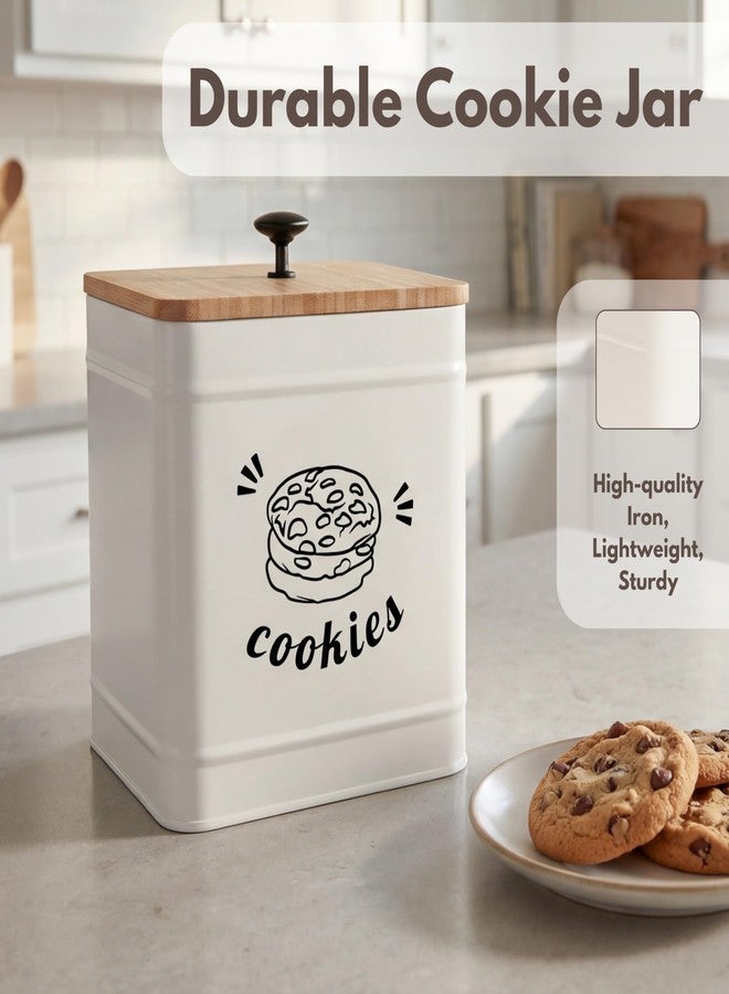 PERFNIQUE 3.5L Cookie Jar with Lid Airtight, Cookie Tin with Bamboo Lid, Cute Cookie Jars for Kitchen Counter Decorative, Food Storage Container for Candy, Cookies, Dessert, Farmhouse Home Decor - Image 5