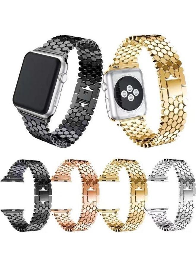 NIBEMINENT Replacement Strap Watchband For Apple Watch Series 6/SE/5/4/3/2/1 42 - 44mm Golden  - Image 5