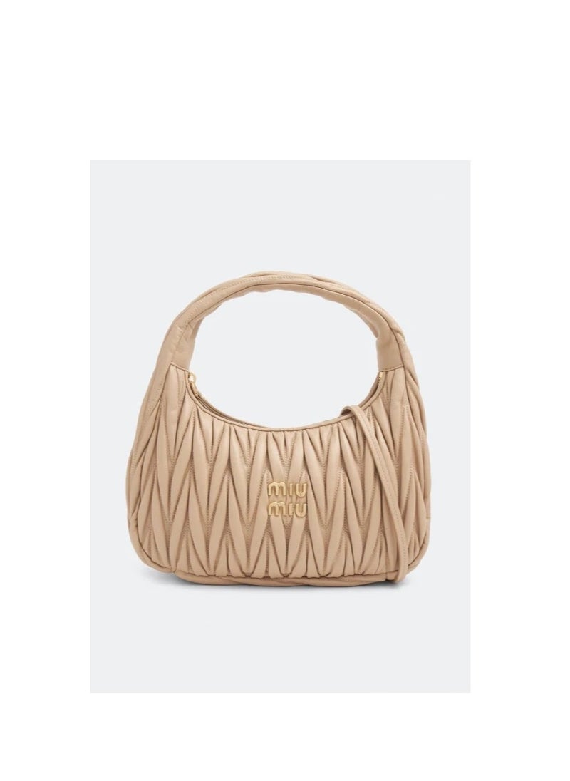 MIU MIU Wander quilted nappa leather hobo Crossbody Shoulder Bag Caramel - Image 1