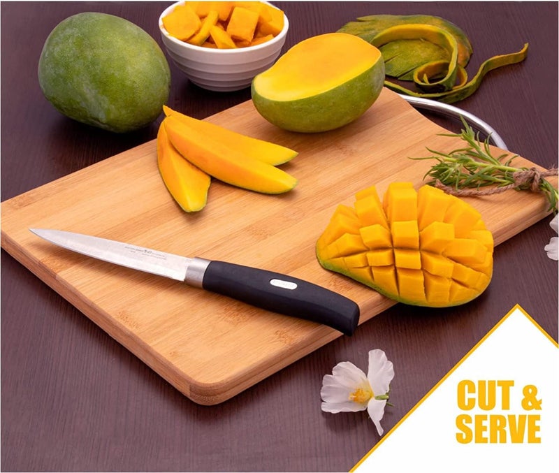 RYLAN Bamboo Chopping Board/Vegetable Cutting Board for Kitchen with Metal Handle | Natural Bamboo | Recyclable | Biodegradable (34cm X 24cm) - Image 5
