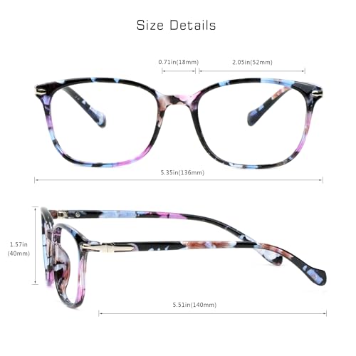 VisionGlobal Blue Light Blocking Glasses for Women, Computer Reading, TV Glasses, Stylish Square Frame(+1.50 Magnification) - Image 3