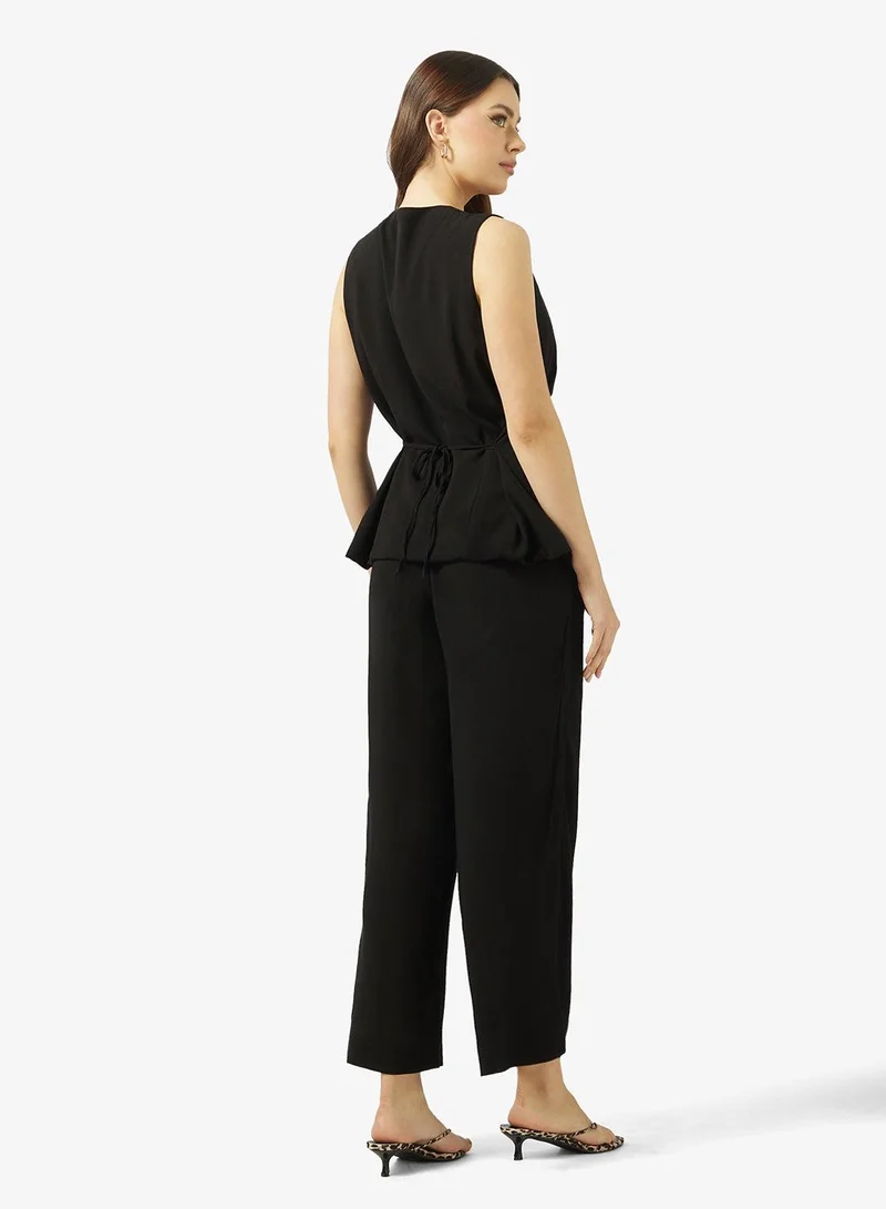 Ginger Button Up Assymetric Vest & Straight Fit Pant Coord Set