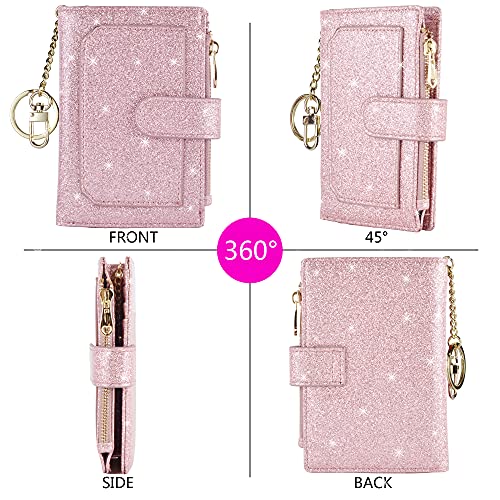 Leamekor Womens Wallets RFID Small Compact Bifold Leather Card Holder Zip Pocket - Image 4