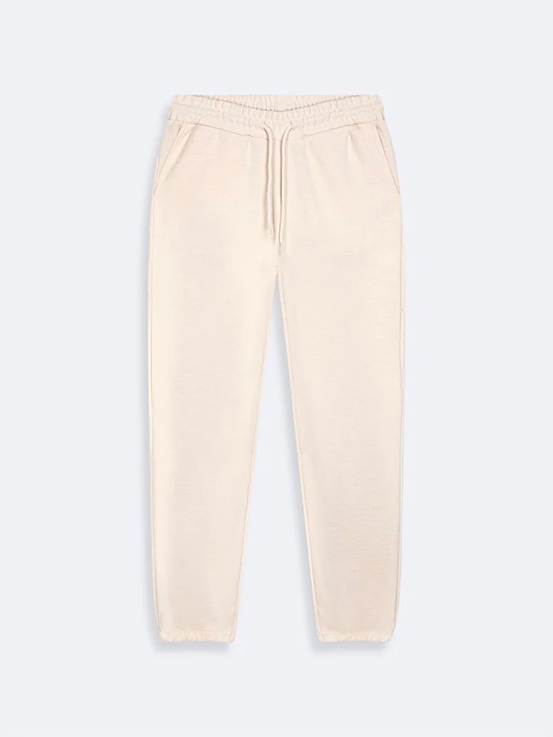 Elastic Front Skinny Leg Basic Cream Tracksuit