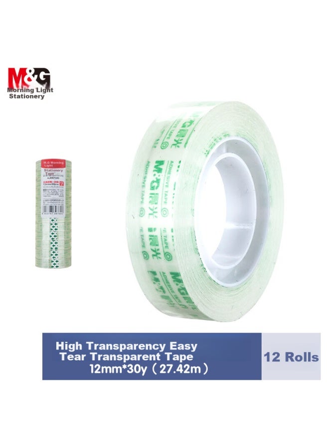 ام اند جي Chenguang (m&g) شريط لاصق شفاف للقرطاسية، شفافية عالية سهل التمزق شريط صغير، أساسي للعودة شريط حرفي للطلاب 12mm30y (27.42 متر/لفة) 12 لفة Ajd97320 - Image 1