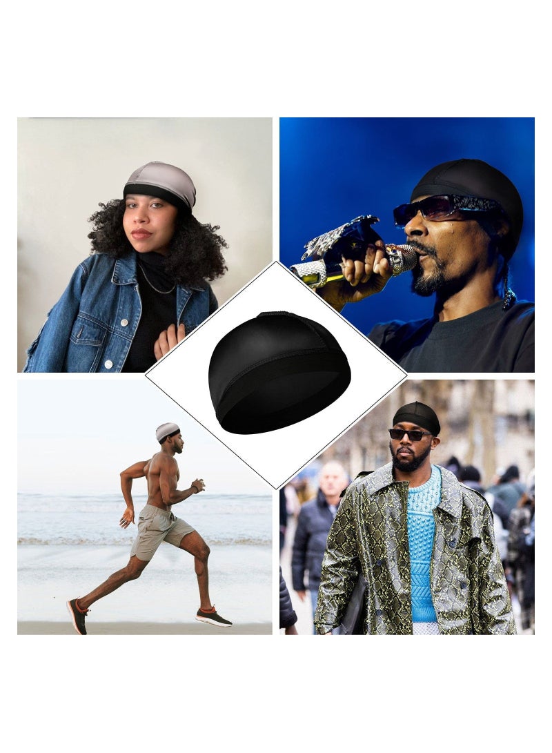 4Pcs Silk Wave Caps for 360 Waves, Comfortable Compression Durag for Men, Large Size Satin Caps Ideal for Adult Wave Styles - Image 5
