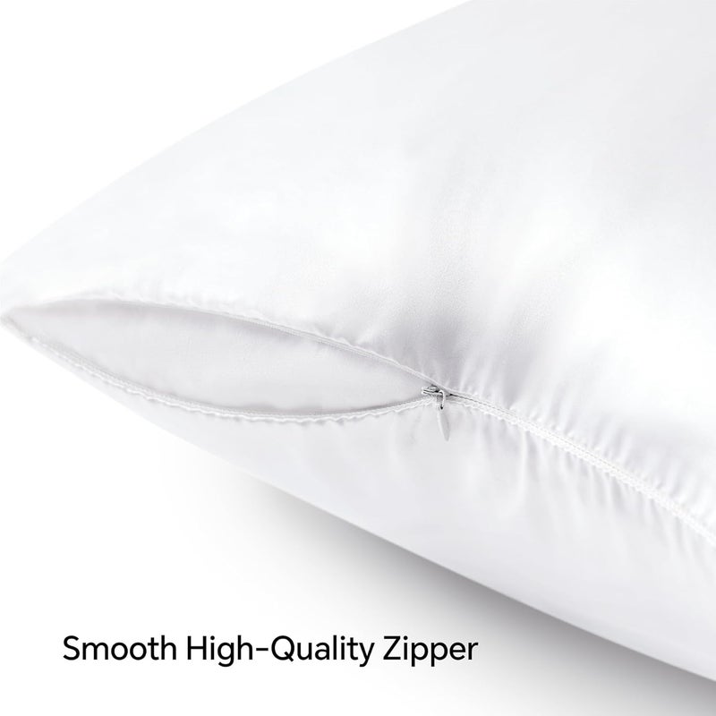 BEDELITE Satin Pillowcase with Zipper, White Pillow Cases Queen Size Set of 2, Super Soft and Cooling Similar to Silk Pillow Cases, Gift for Women Men(20x30 Inches) - Image 5