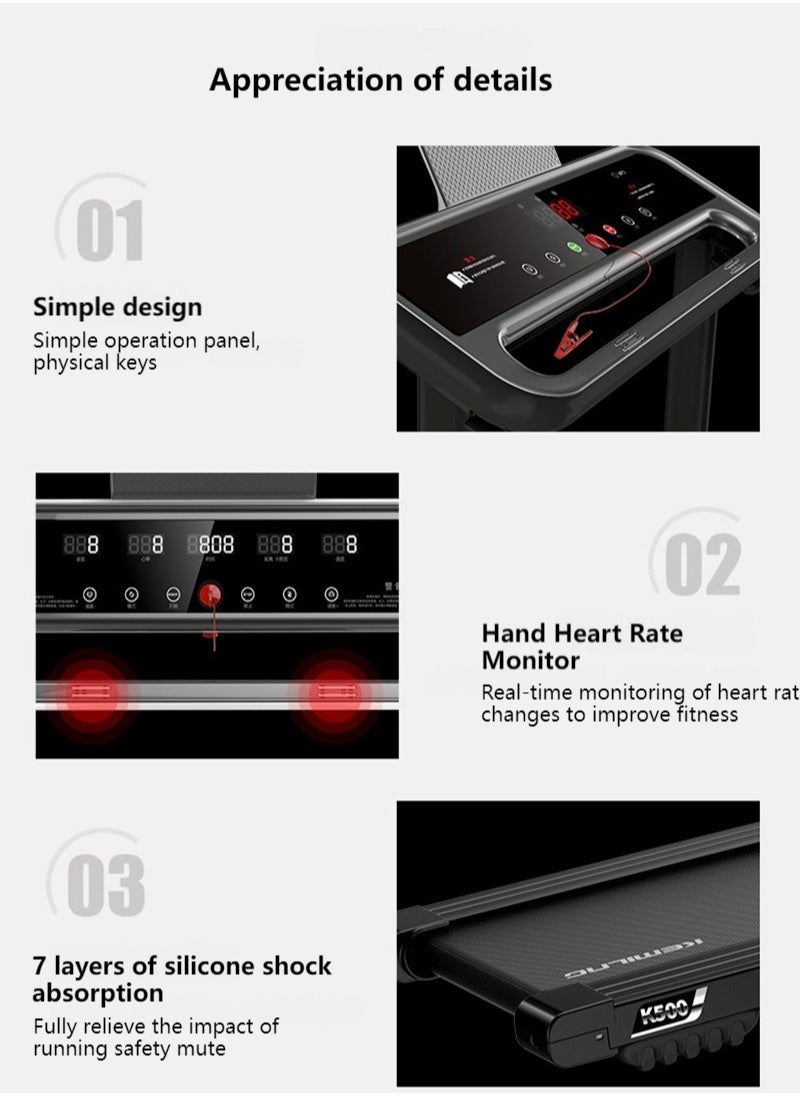 ETG - 2.0HP 1-12km/h Multifunctional Stepless Speed Treadmill, LCD Display with Bluetooth Connection, Foldable Treadmill - Image 1