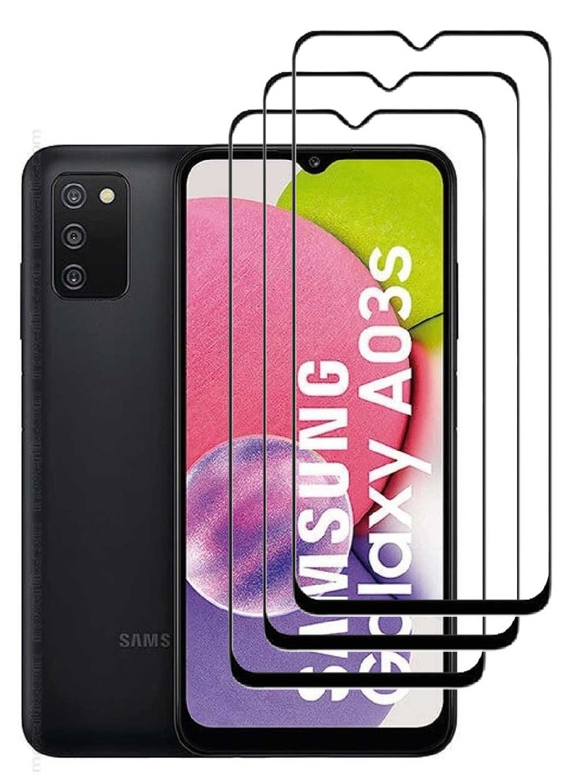 AINA 3 Pieces Tempered Glass Screen Protector 5D Designed For Samsung Galaxy A03s Full Glue Edge to Edge Full Screen Coverage And Bubble Free - Image 1