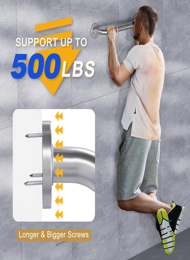 AmazerBath Shower Grab Bars for Bathtubs and Showers, Handicap Grab Bars for Shower Anti Slip, Shower Grab Bars for Senior for Wall Stainless Steel, Holds up to 500LBs, 12" L x 1" D, Brushed Nickel - Image 3