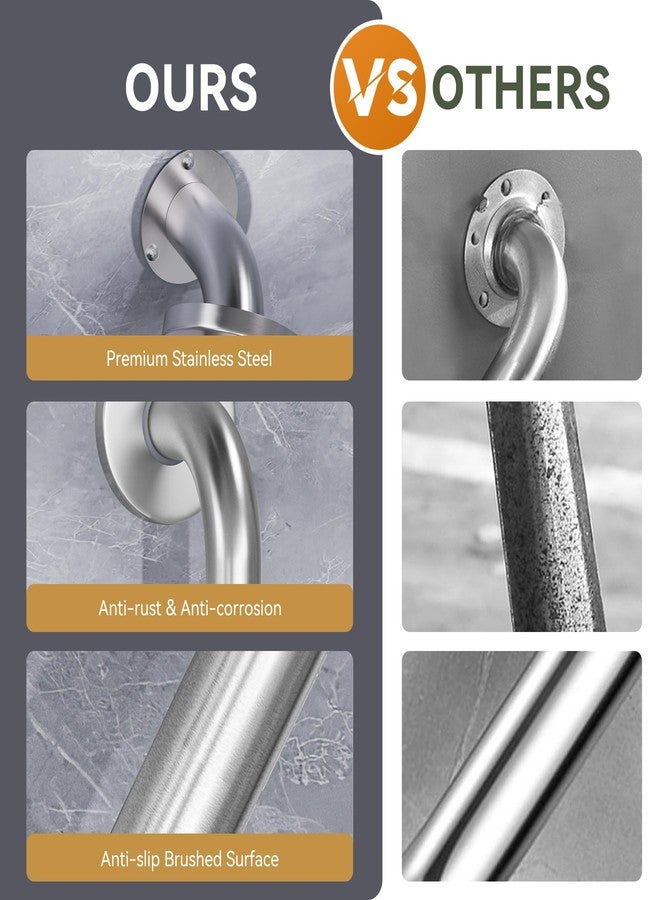 AmazerBath Shower Grab Bars for Bathtubs and Showers, Handicap Grab Bars for Shower Anti Slip, Shower Grab Bars for Senior for Wall Stainless Steel, Holds up to 500LBs, 12" L x 1" D, Brushed Nickel - Image 4