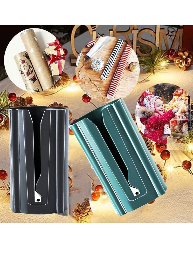 SOLARAE Wrapping Paper Cutter Tool Tube, Gift Wrap Cutter, Kraft Craft Paper Roll Sliding Line Cut Trimmer for Xmas Gift,Gift Christmas Packaging Box (a box(2Pack)) - Image 2