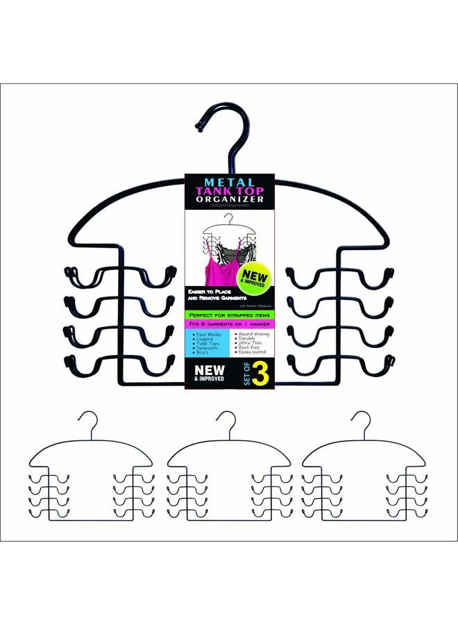 DR. ORGANIZER 3 Pc Tank Top Closet Organizer Hangers, Black Steel, USA Patented - Image 1