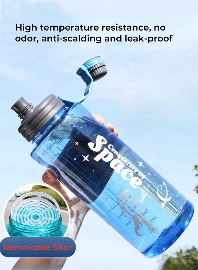 Space Outdoor Multifunctional Large Capacity Water Bottle Sports Water Bottle with Filter Green 3000ML - Image 5